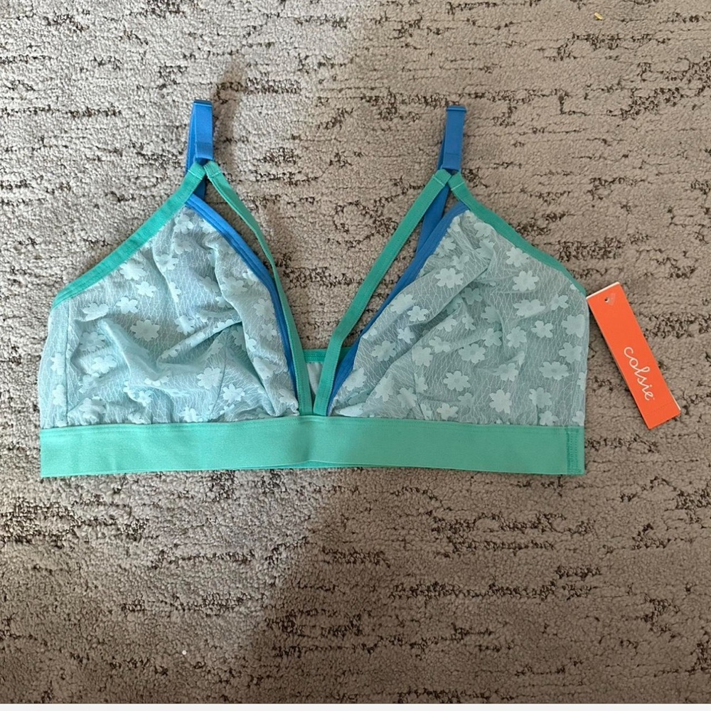 Colsie Green and Blue Lace Bralette